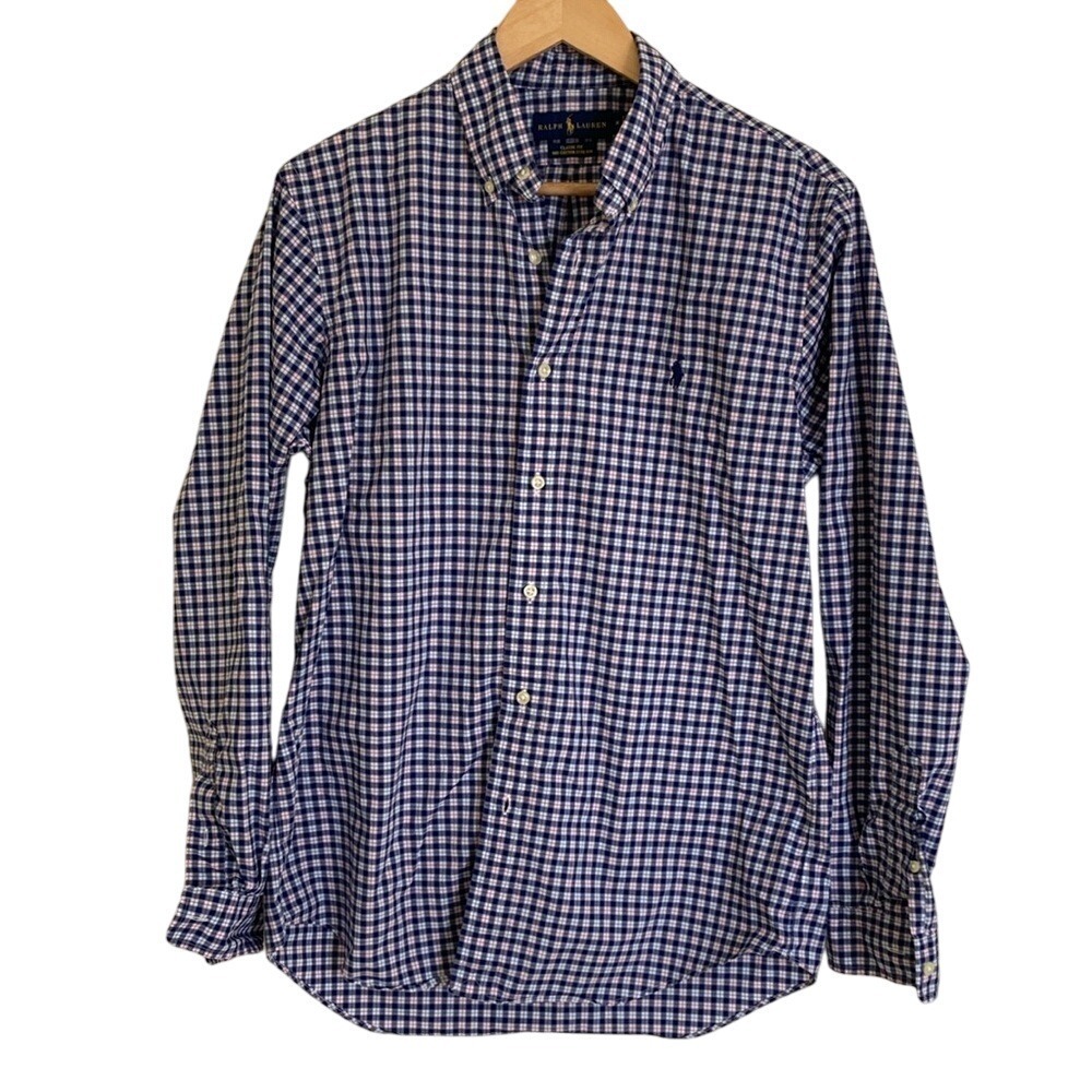 Ralph Lauren Mens Button Down Shirt Size M Blue Red Plaid Classic Preppy